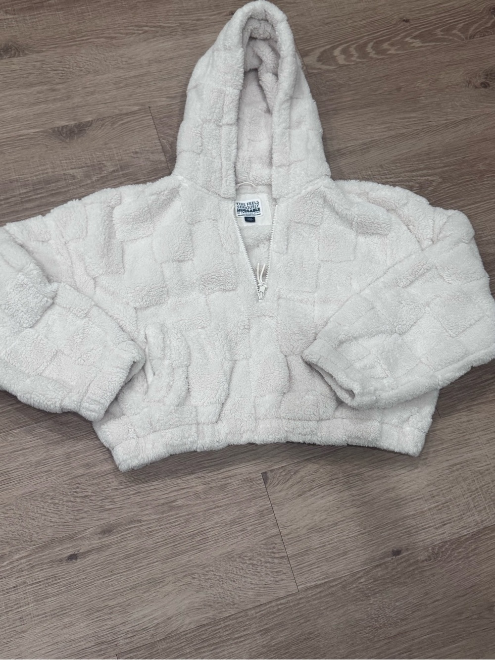 American Eagle Seriously Huggable Cream Sherpa Half Zip Hoodie Size L